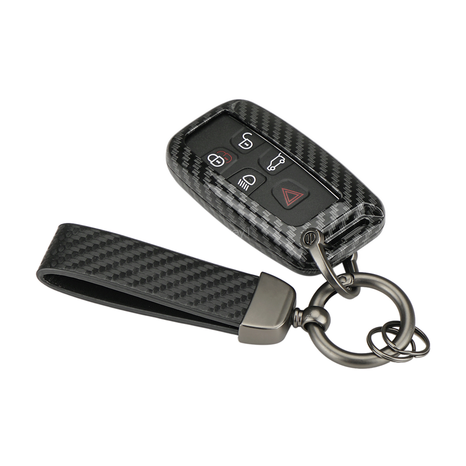 For Land Rover Jaguar Car Key Fob Case Cover Chain Carbon Fiber Range