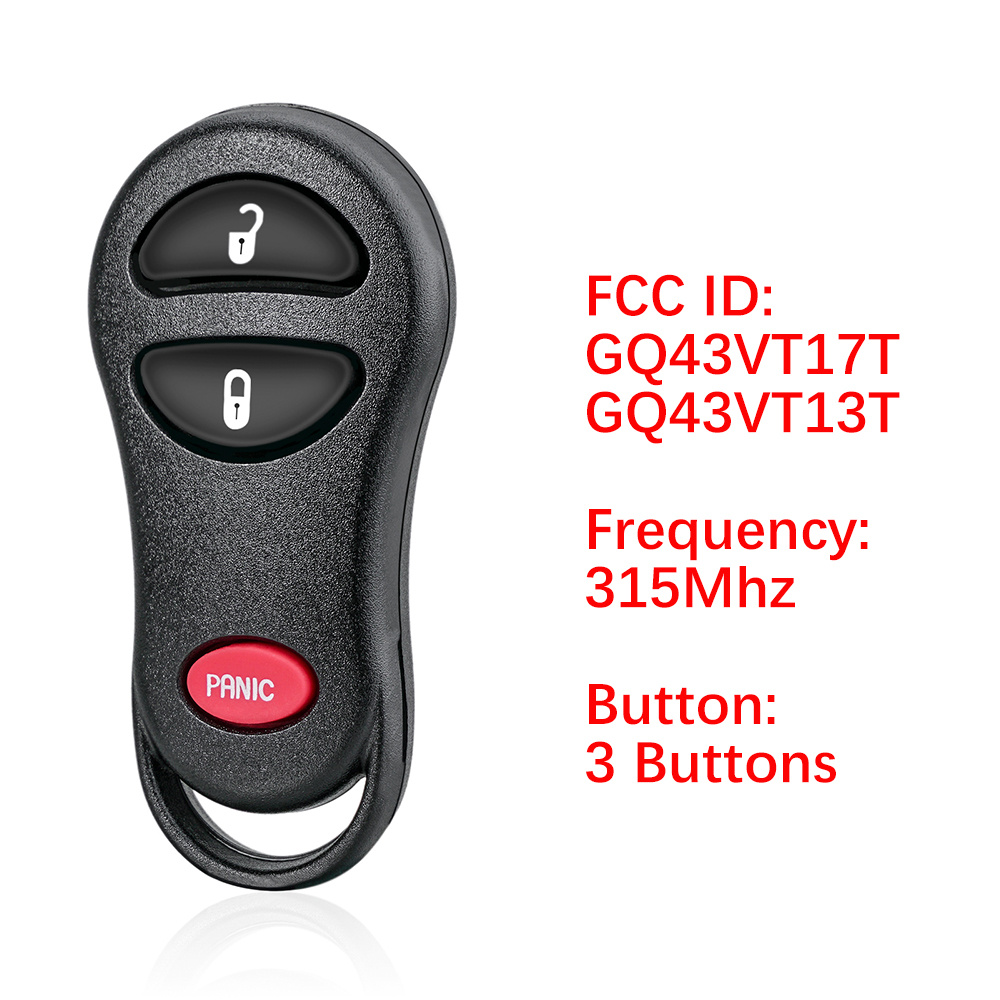 2-Pack Key Fob Remote For Dodge Ram/Chrysler/Plymouth - Compatible With GQ43VT17T, 04686481 (1999-2005 Models) - View #12
