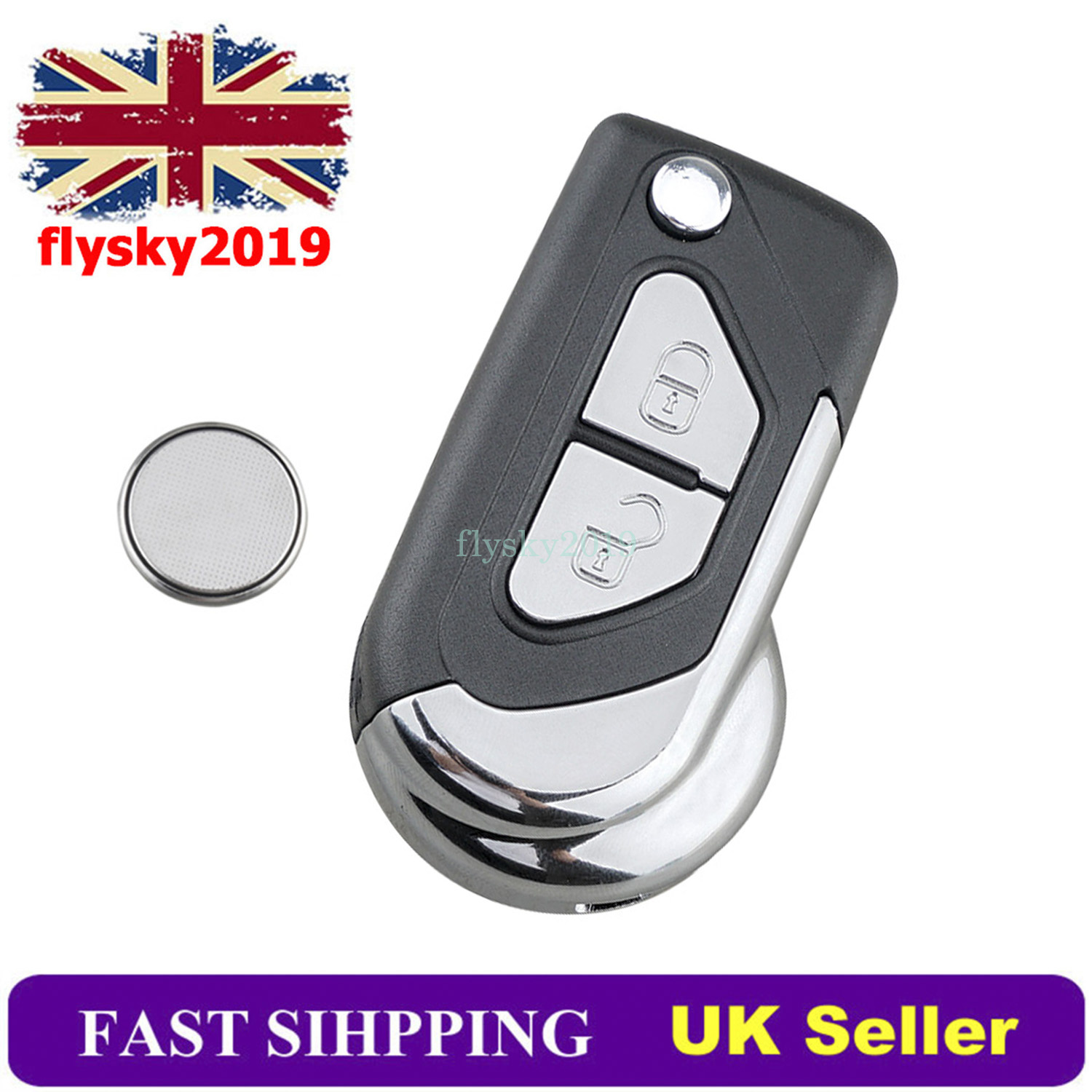For Citroen DS3 20092015 2 Button Flip Remote Key Fob Case + Battery