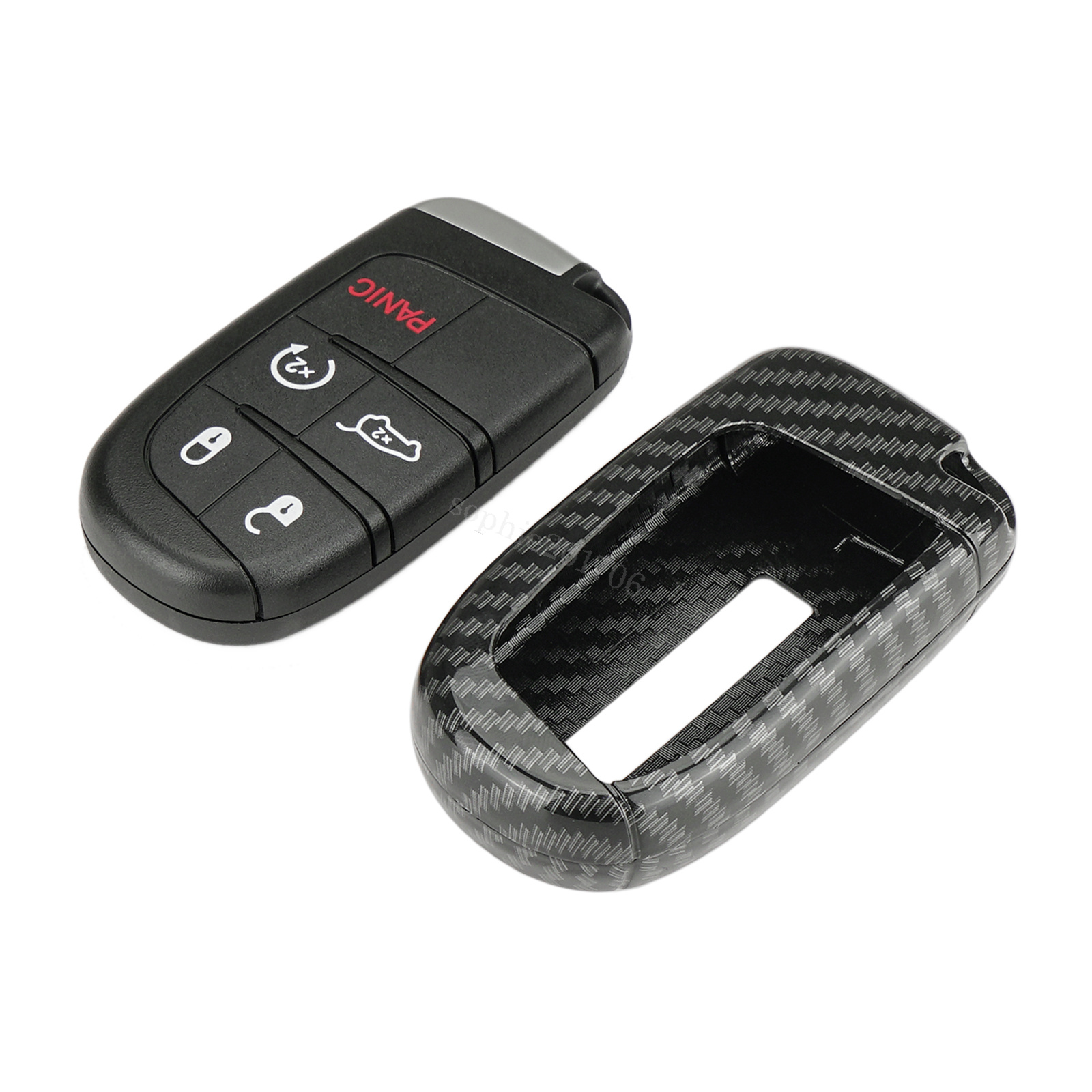 Carbon Fiber Style Key Fob Shell Case Cover For Dodge Challenger Charger Dart Durango