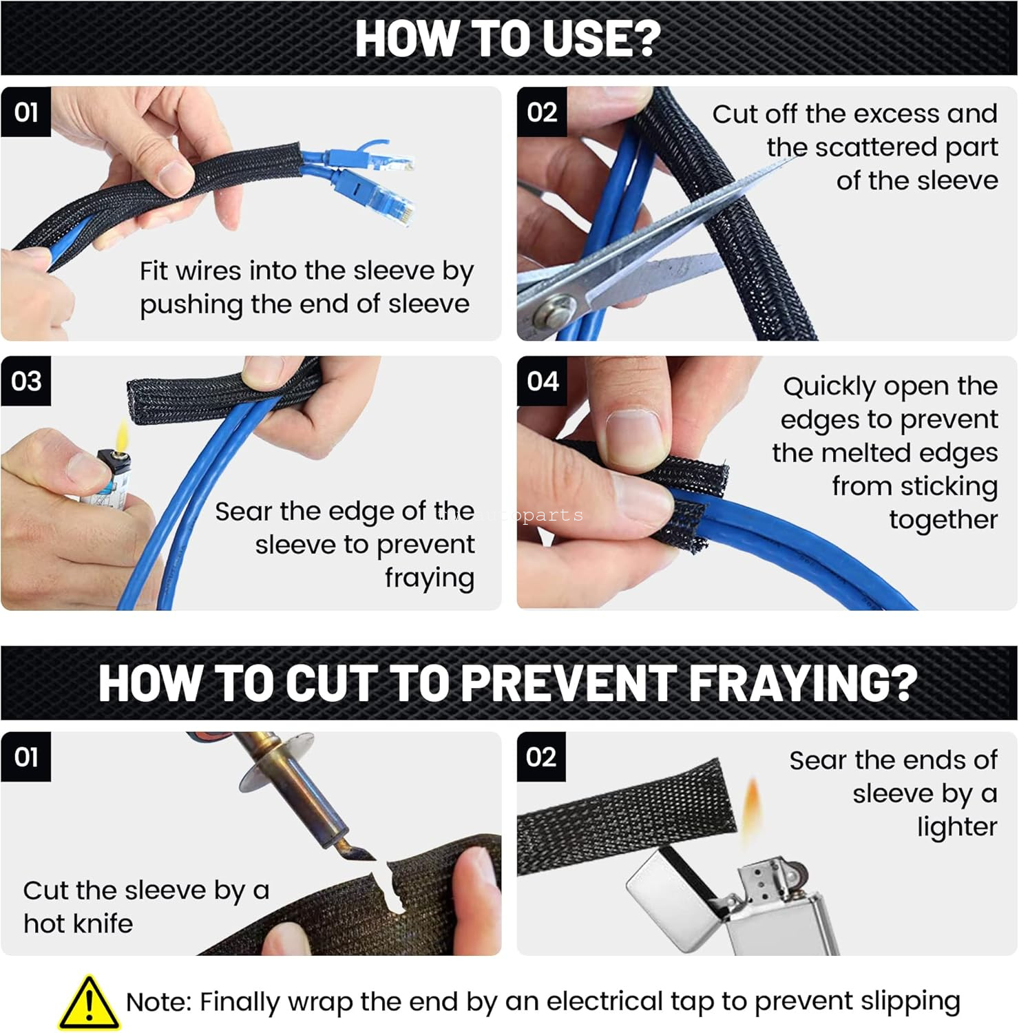 10 Feet Expandable Braided Sleeving - Braid Cable Wiring Harness Loom Protection