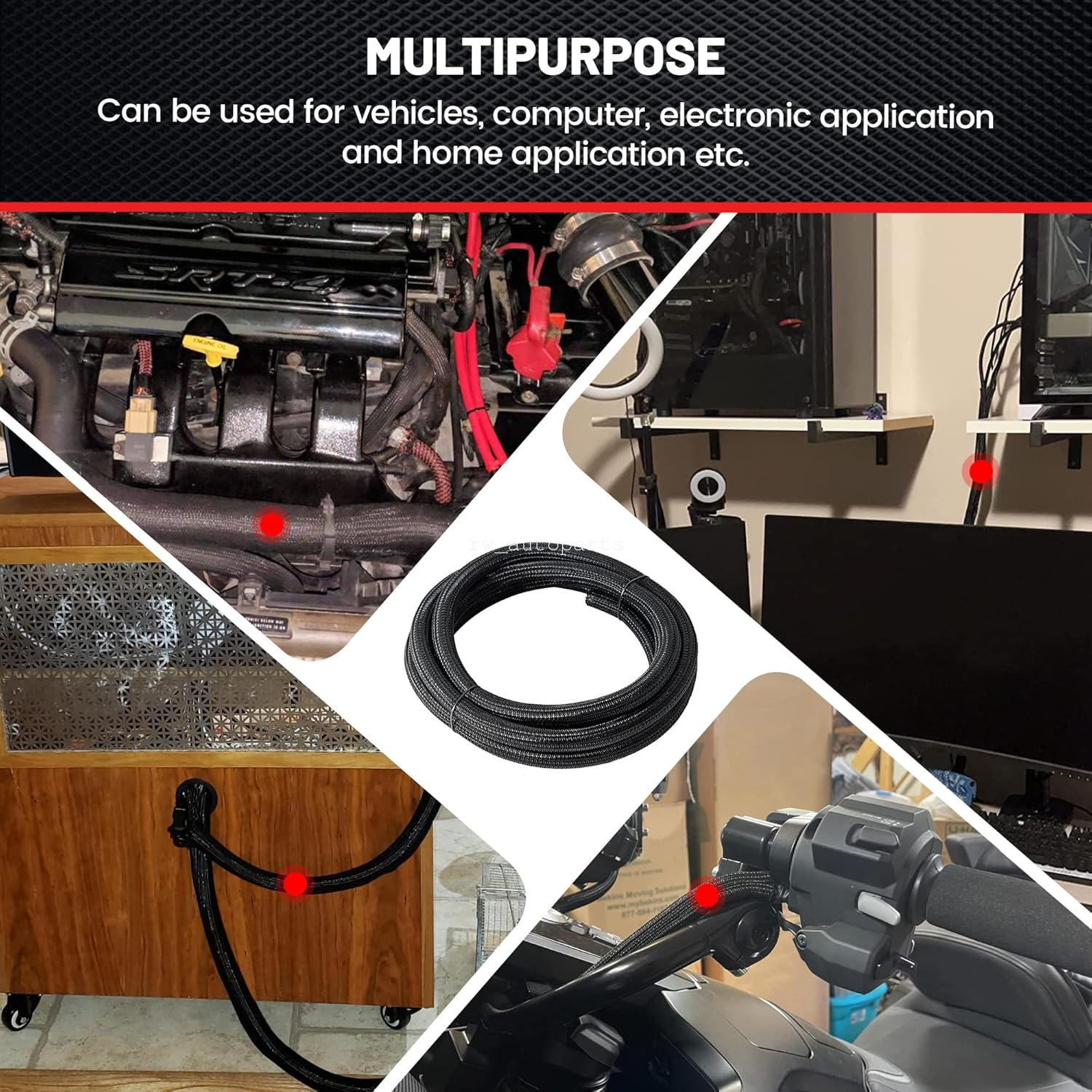 10 Feet Expandable Braided Sleeving - Braid Cable Wiring Harness Loom Protection