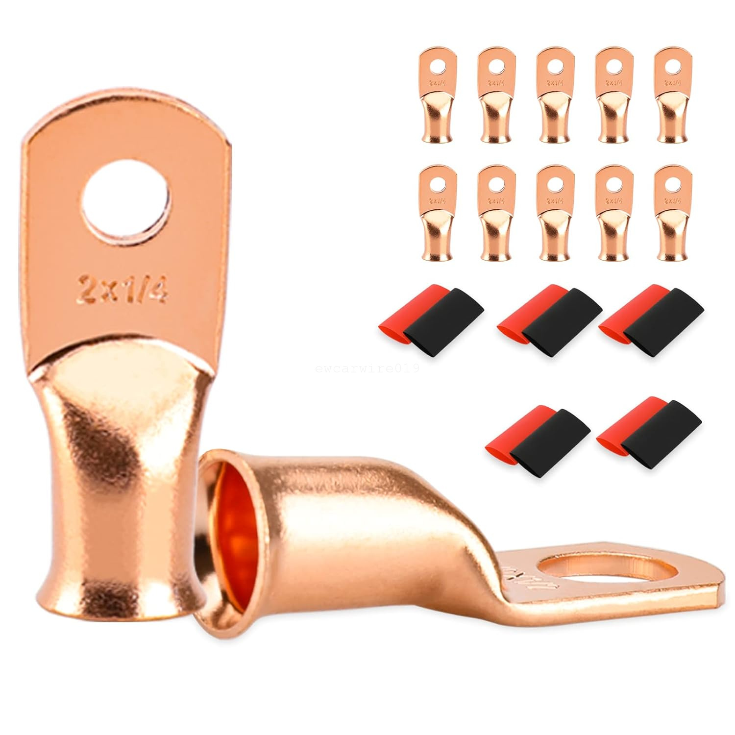 Copper Battery Lugs Ring Terminals Cable Ends 2/4/6/8 AWG Wire Connectors 10 PCS