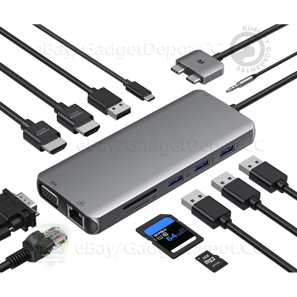12 in 1 USB C to Gigabit Ethernet and Displayport HDMI VGA Docking Station  Hub for MacBook PRO, iPad PRO Laptop - China 12 Port USB Hub and USB C Hub  price