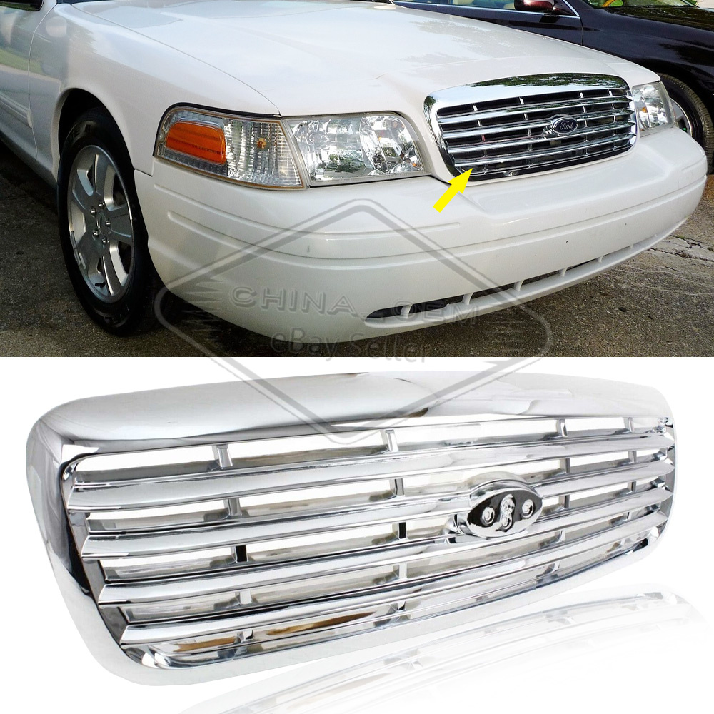 For 1998-2011 Ford Crown Victoria Front Bumper Chrome Grille Grill