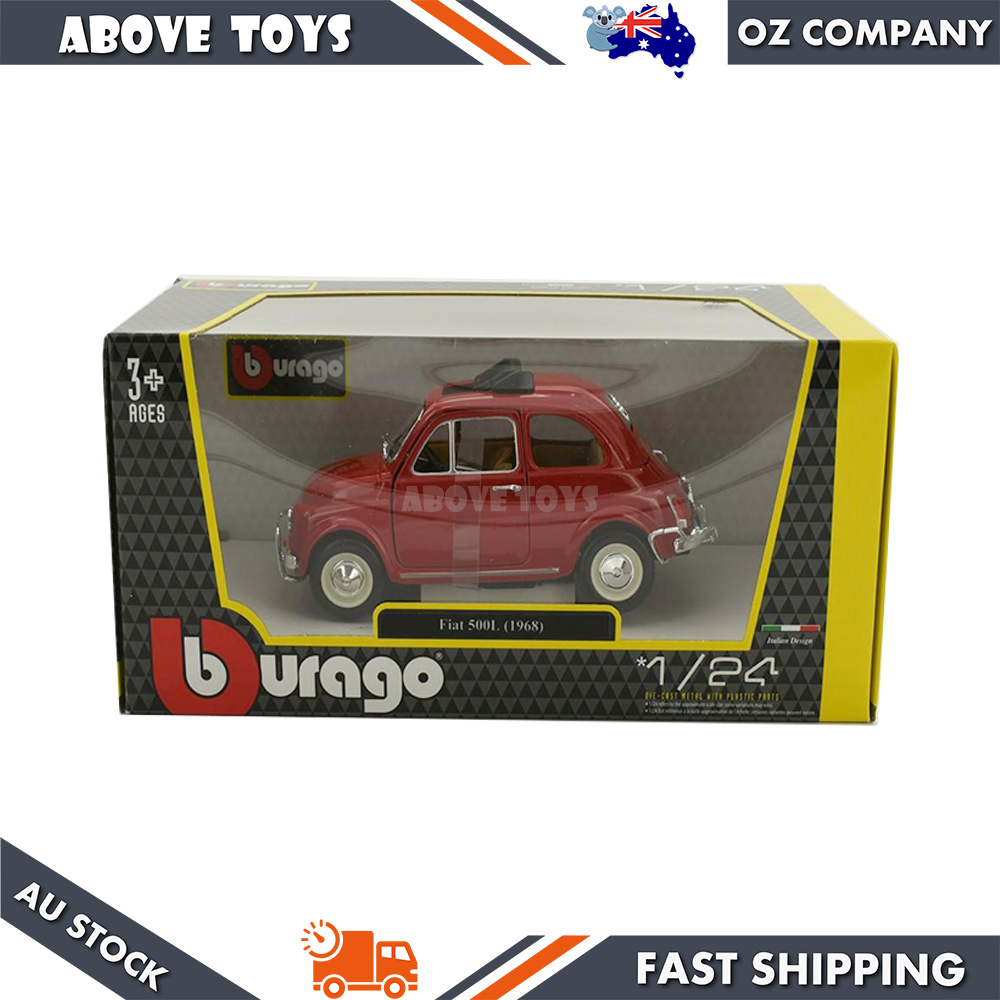 Bburago 1:24 Scale Fiat 500L 1968 Red Diecast Model Car Replicas