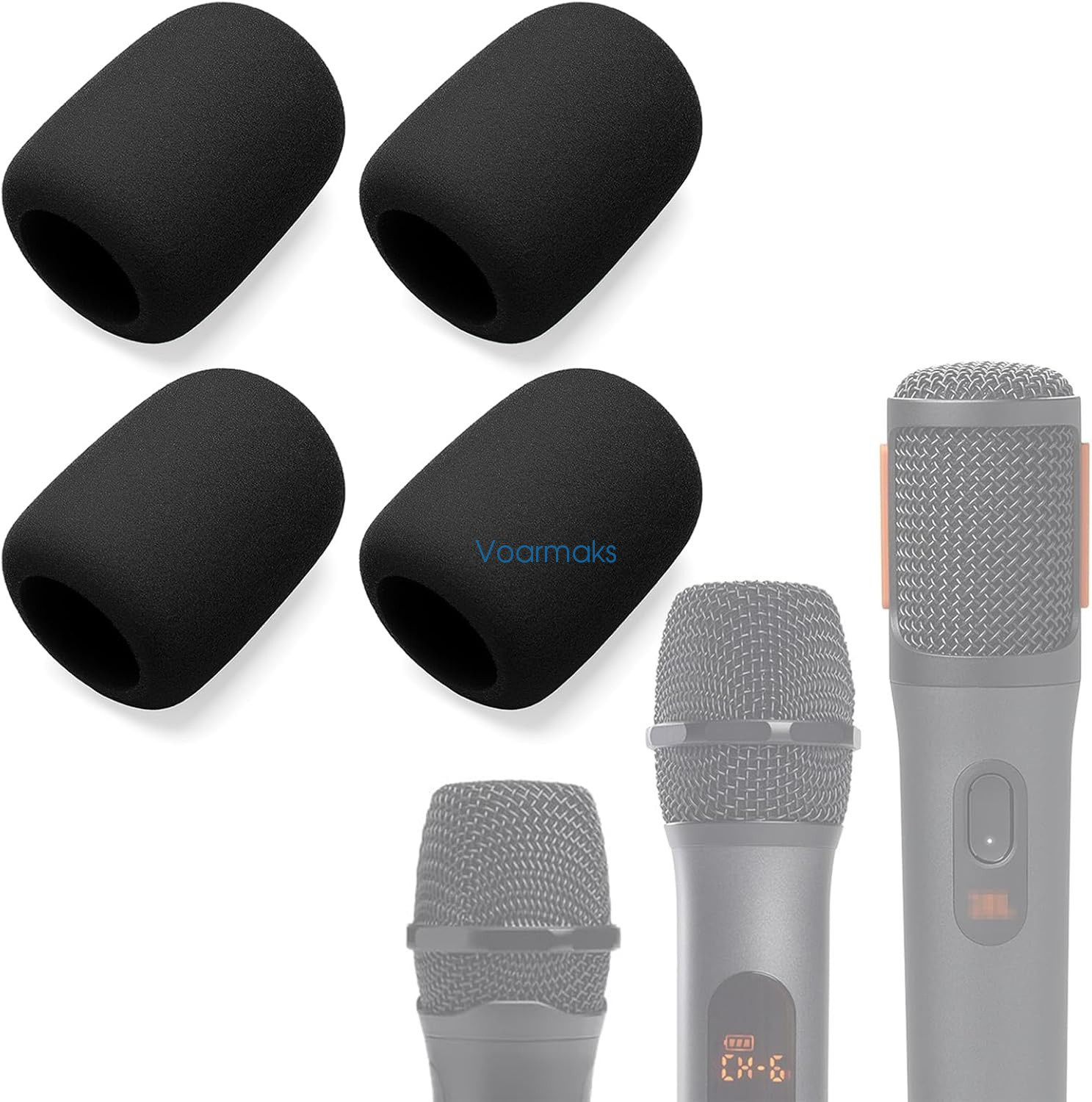 4-Pack Black Foam Mic Cover Windscreen for JBL PartyBox Mic 100