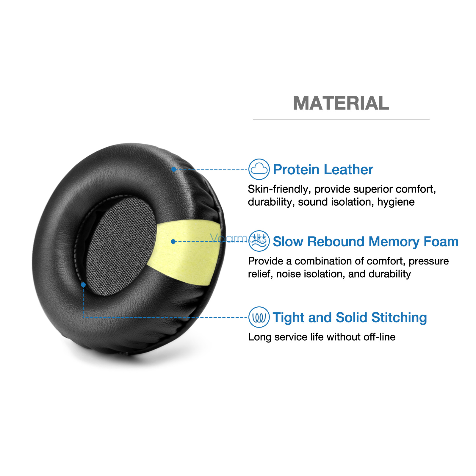 Coussinets D'oreille (Ear Pads) De Remplacement Pour Casque Pioneer HDJ-X5/X7/X10 - Cuir Protéiné - Noirs