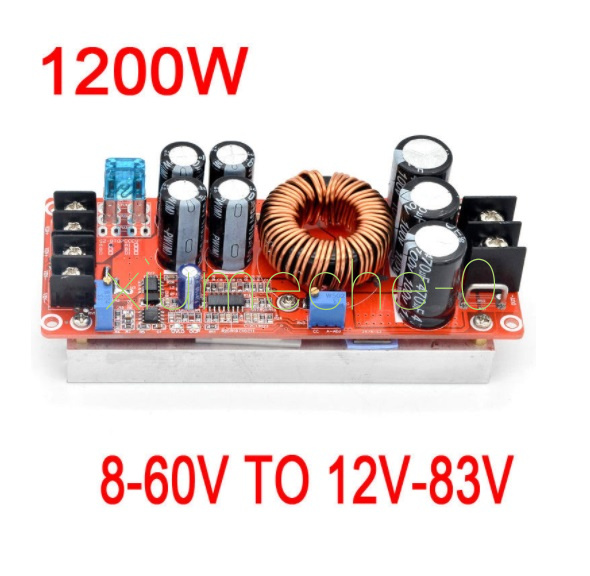 DC-DC 1200W 20A Adjustable Boost Step-Up Converter Power Module 8-60V TO 12-CE