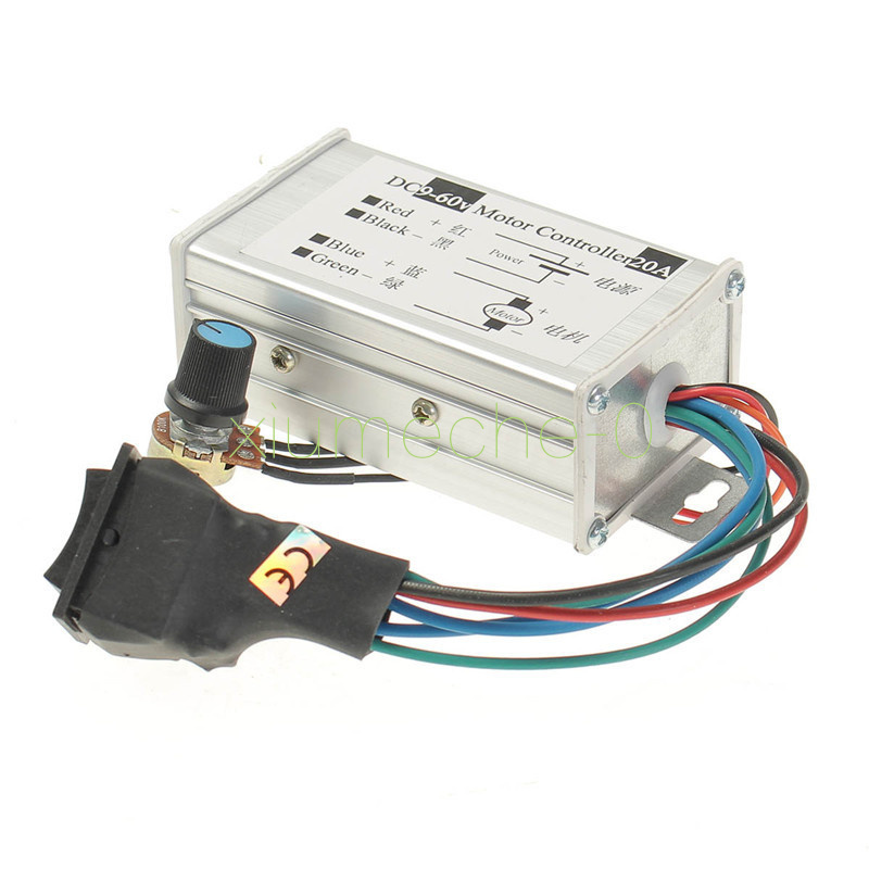 Max 20A 12V 24V PWM DC Motor Stepless Variable Speed Control Controller