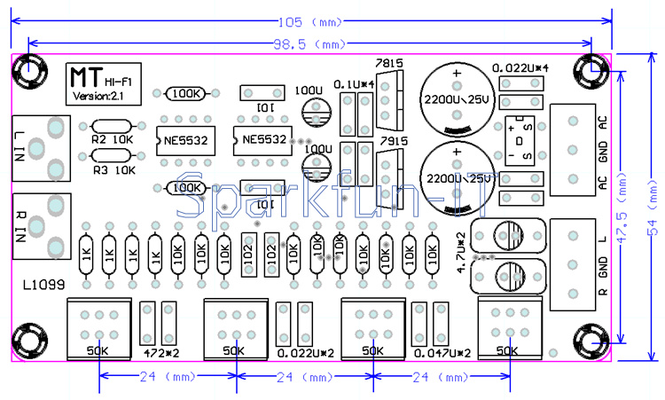 NE5532 HIFI OP-AMP Amplifier Preamplifier Volume Tone EQ Control Board