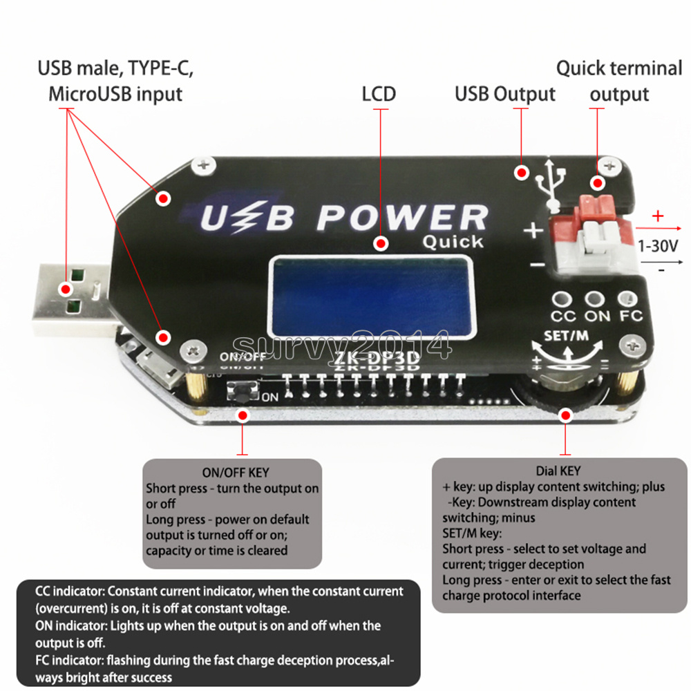 Digital Control USB Adjustable Power Supply Module CC CV Speed