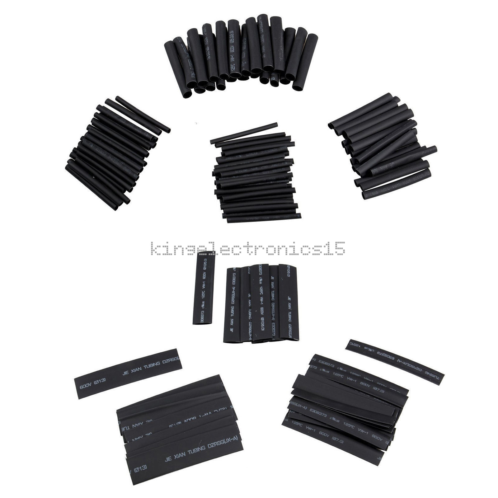 127Pcs Black Glue Weatherproof Heat Shrink Sleeving Tubing Tube Assortment J2G4