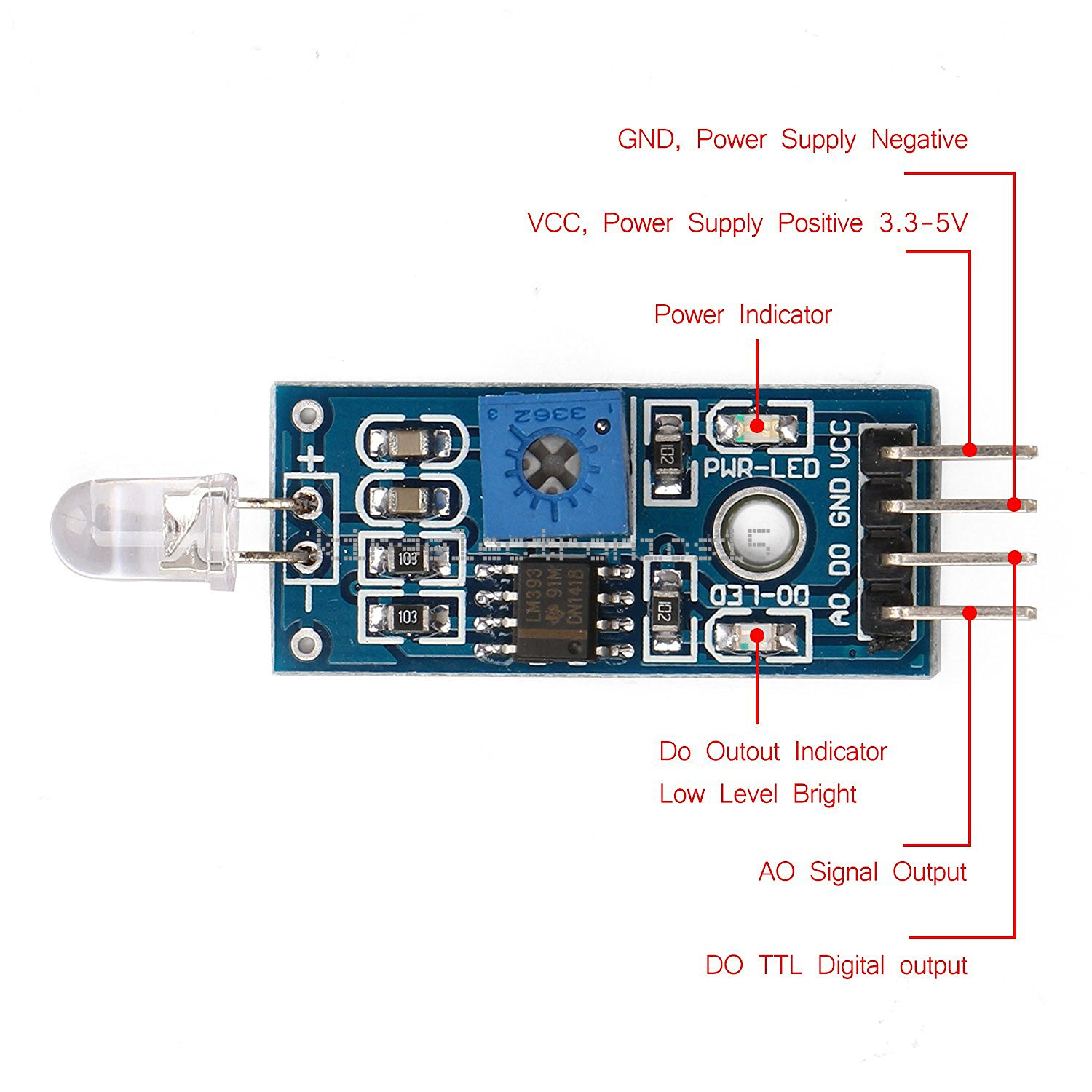 LM393 light Sensor Module 3.3-5V input light Sensor Arduino Raspberry Pi NEW