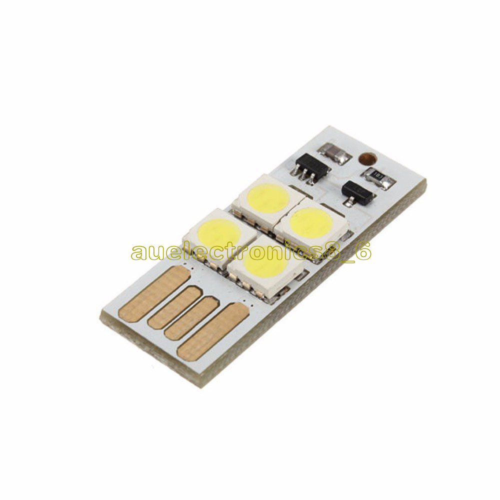 2pcs Pocket Mini USB Touch switch 4LED Night Light Bulb Card Lamp Keychain White