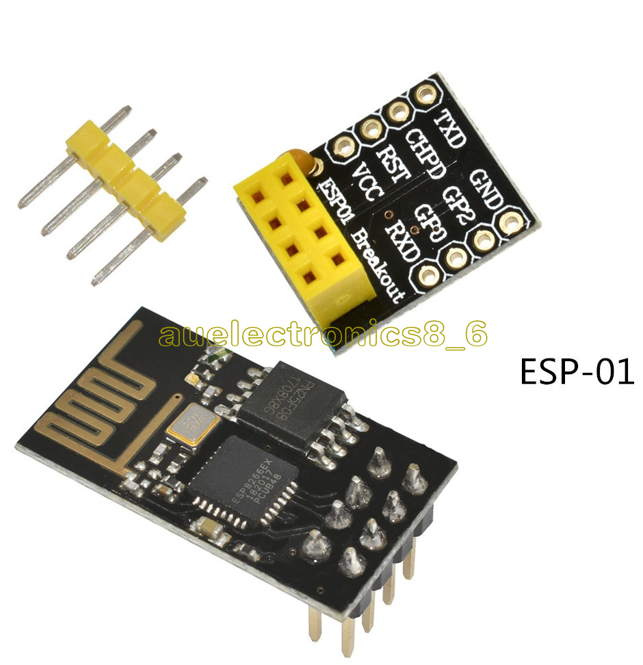 perfk 5pcs Esp-01 Serial Wireless WiFi Transceiver Module Breakout Breadboard Adapter
