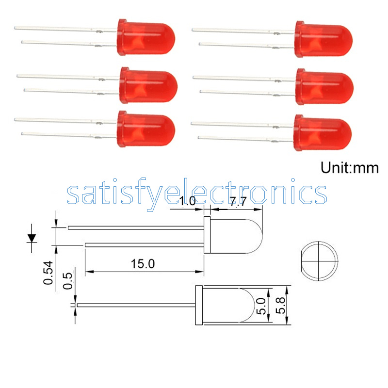 500Pcs LED DIFFUSED F5 5MM RED COLOR RED LIGHT Super Bright Bulb Lamp