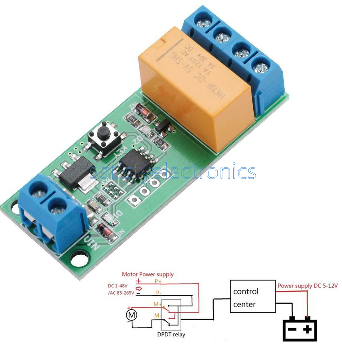 5V12V DPDT Control Reversing Polarity Relay Motor CW CCW MCU Delay