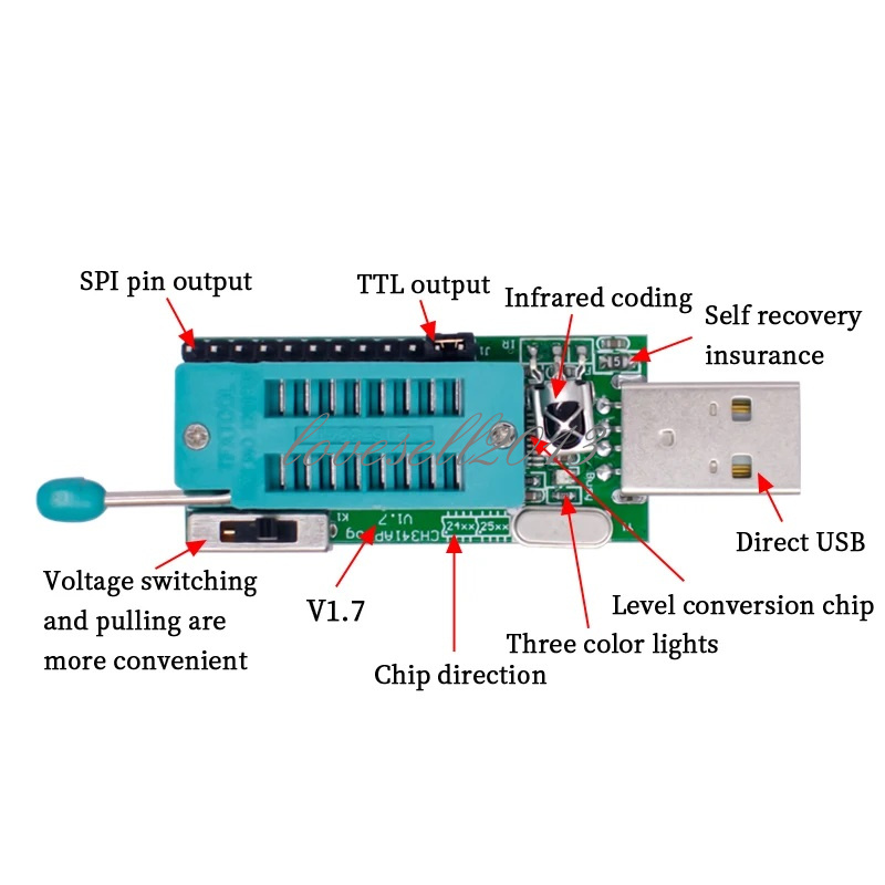 Tsadeer Ch341A Programmierer V1.7 1.8V Level Shift W25Q64Fw W25Q128Fw Gd25Lq64 Tsadeer Ch341A Programmierer V1.7 1.8V Level Shift W25Q64Fw W25Q128Fw Gd25Lq64