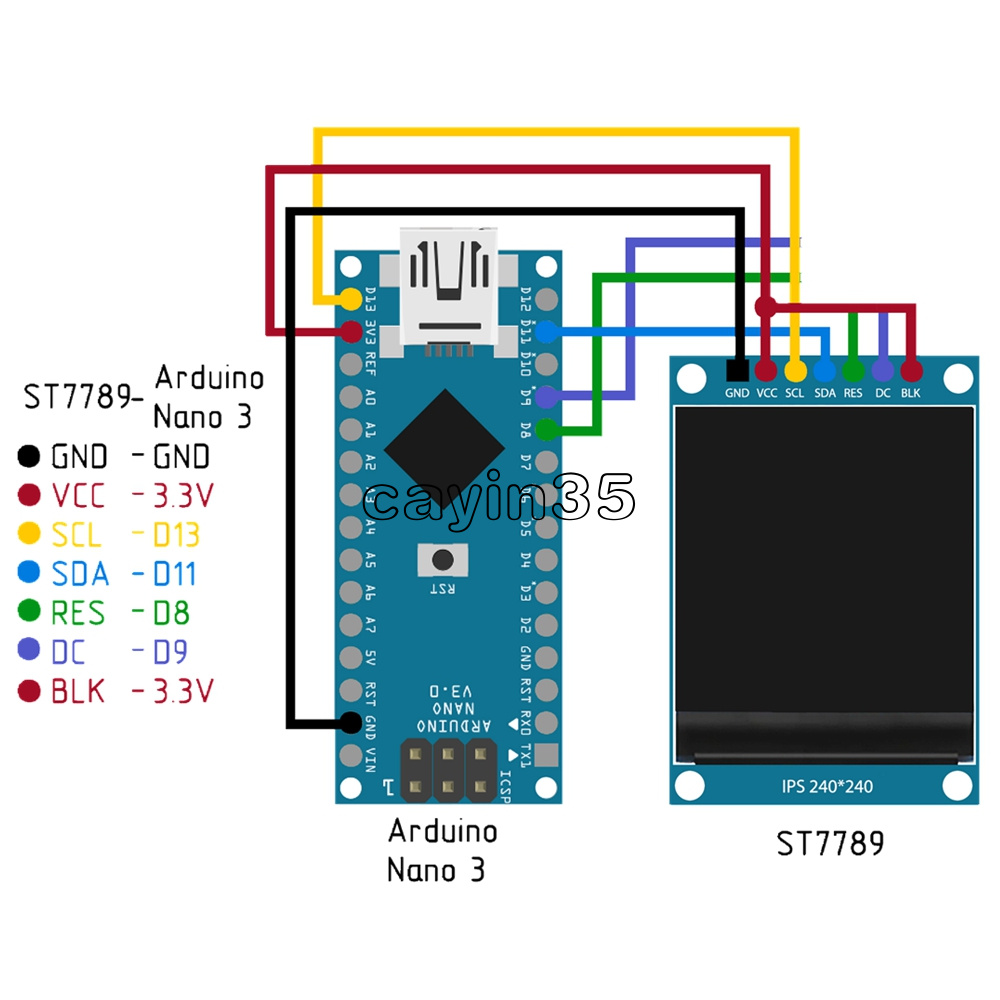 1.3 inch TFT IPS LCD Display Module 240x240 SPI for Arduino Raspberry