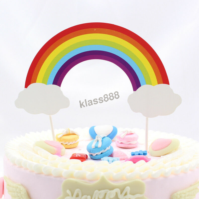 24x Rainbow Unicorn Cake Topper Love Shape Crown Food Picks For Baby Shower Cake Toppers Baking Accs Cake Decorating