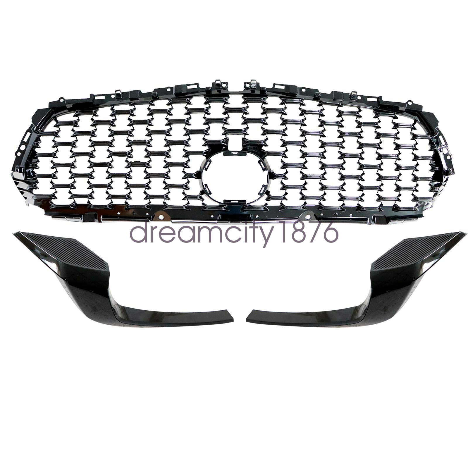 Front Upper Grille+Molding Trim Gloss Black For 2023-2024 Mazda CX