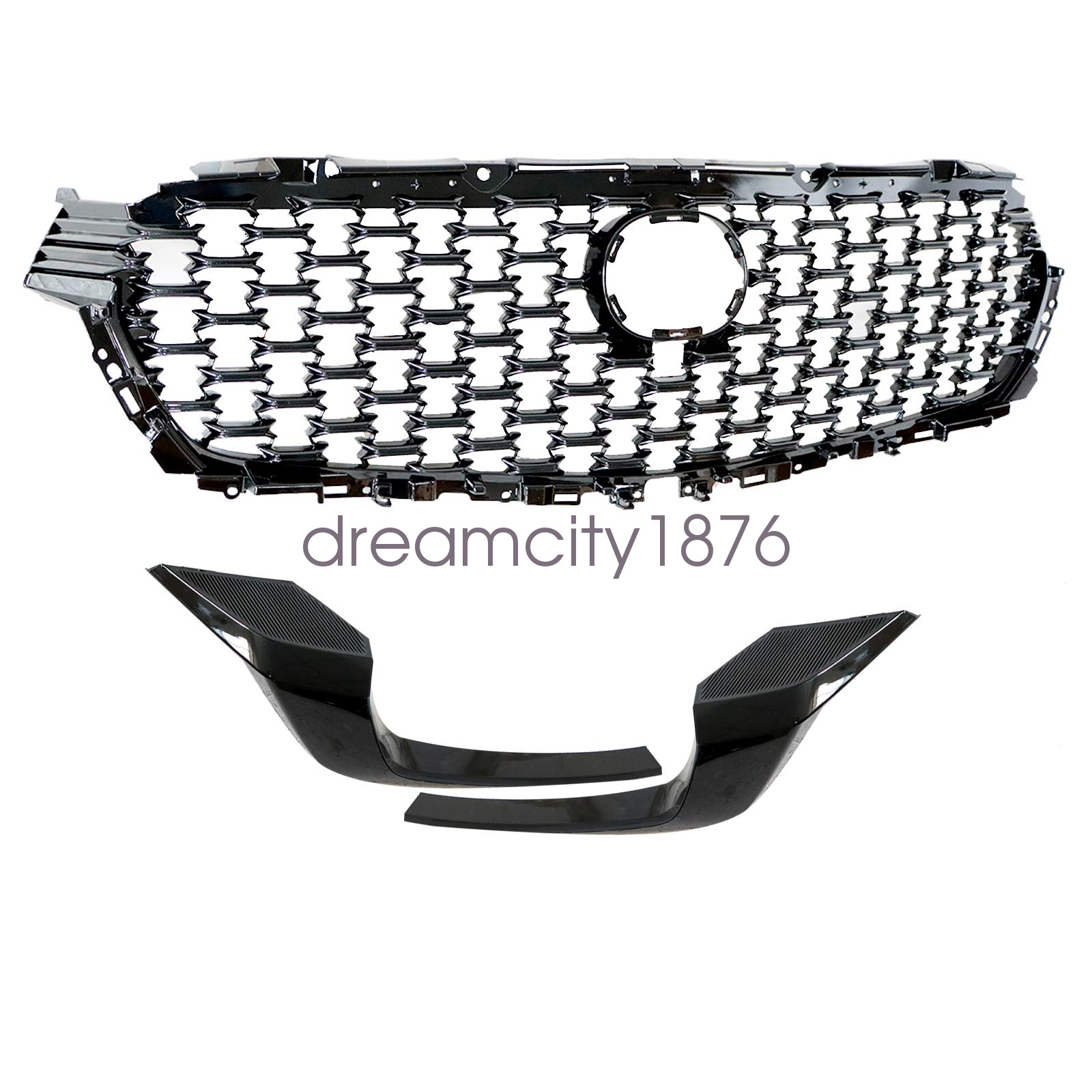 Front Upper Grille+Molding Trim Gloss Black For 2023-2024 Mazda CX