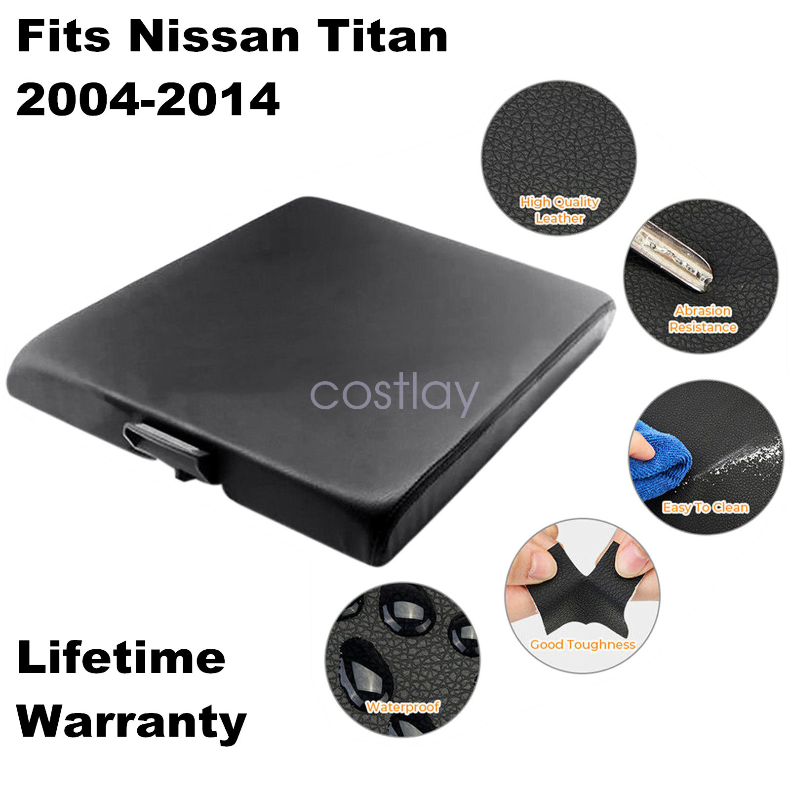 Leather Center Console Lid Armrest Cover For Nissan Titan 2004-2014 ...