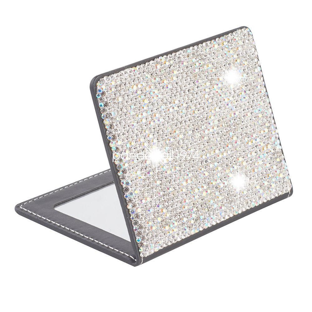 Mini Portable Rhinestone Folding Vanity Makeup Mirror for Pocket Purse Travel - Picture 15 of 15