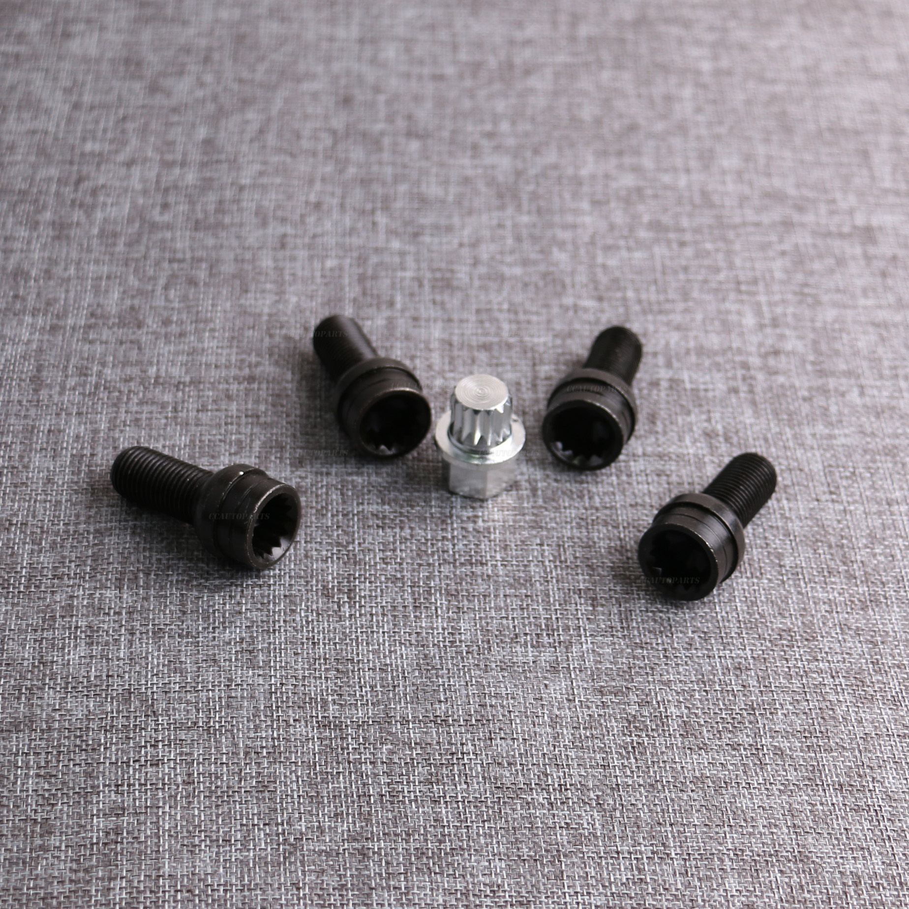 Steel Wheel Bolts Antitheft Lock Lug Nut Key Black Set For Audi A4