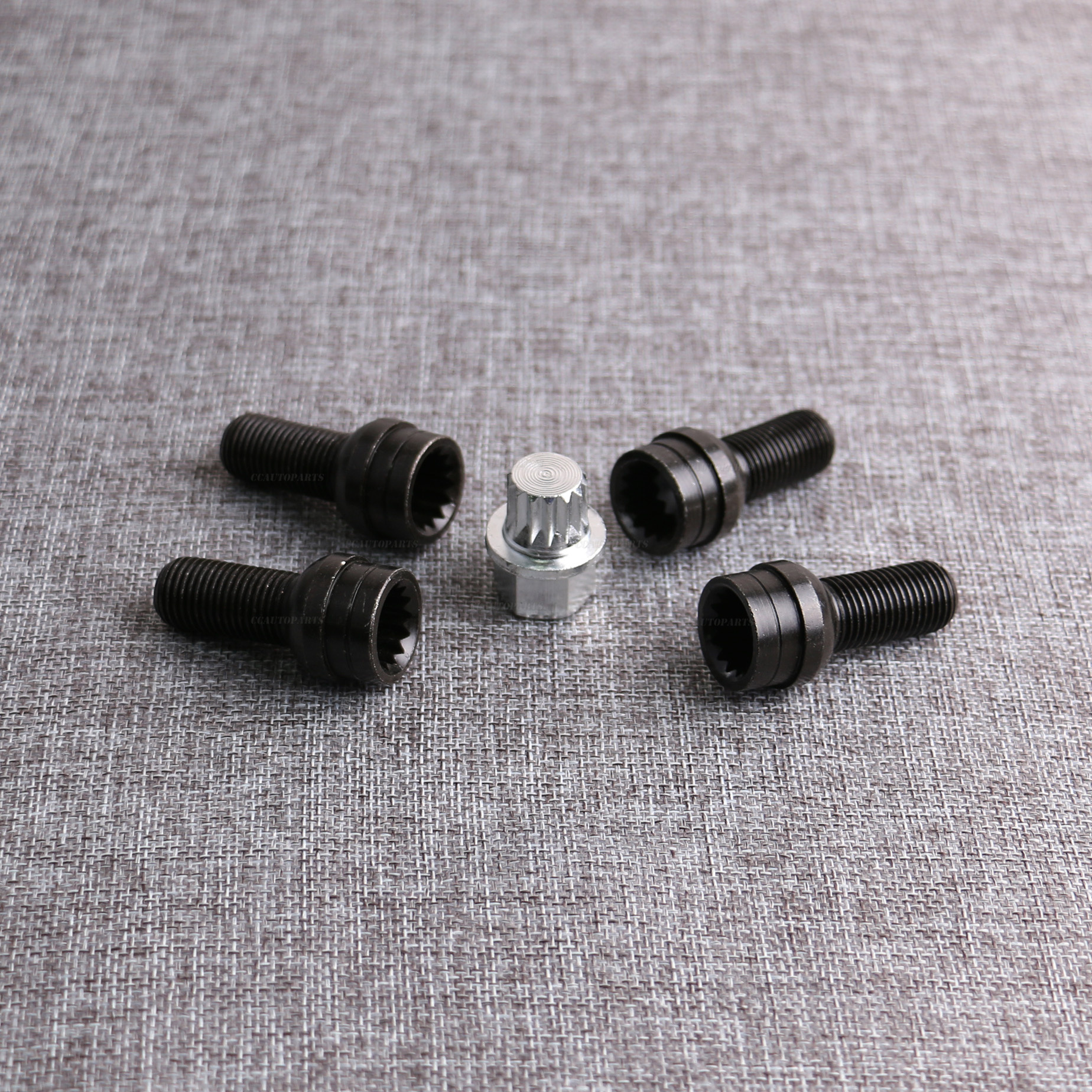 Steel Wheel Bolts Antitheft Lock Lug Nut Key Black Set For Audi A4