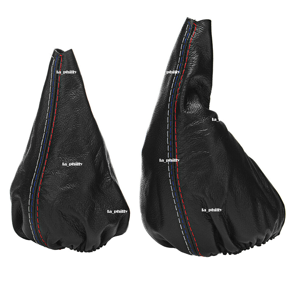 Shift Boot and E Brake Boot Set Vinyl Leather For BMW E46 99-04 M3 Style Stitch