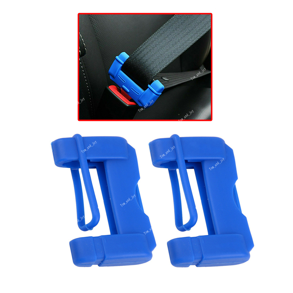 2Pcs Blue Silicone Seat Belt Buckle Covers AntiScratch Cover Safety