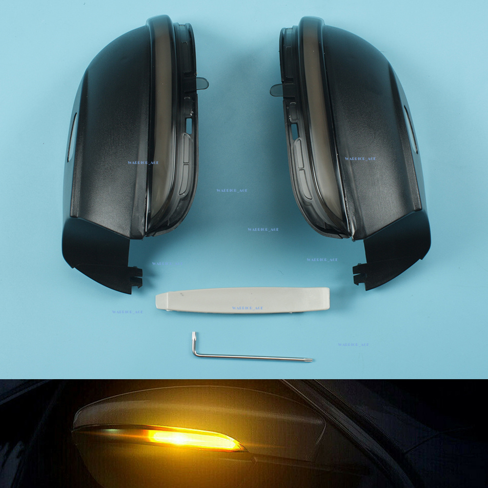 Amber Smoke Lens Dynamic LED Indicator Turn Lights Signal Side Mirror Housing Compatible with VW Passat B7 CC Jetta MK6