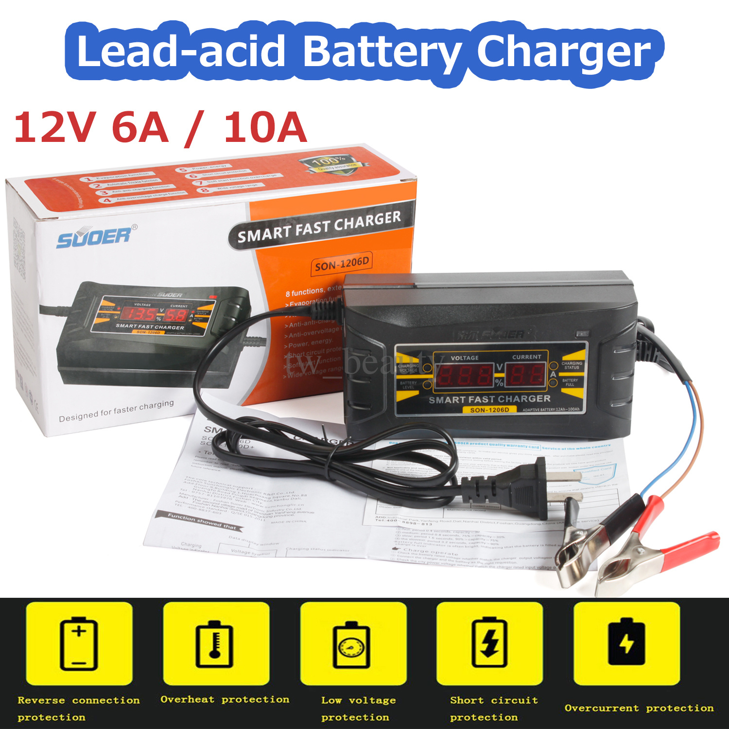 Details about 12V 6A10A Smart Fast Lead Acid Battery Charger For Car Motorcycle LCD 110V 240V Details about 12V 6A10A Smart Fast Lead Acid Battery Charger For Car Motorcycle LCD 110V 240V