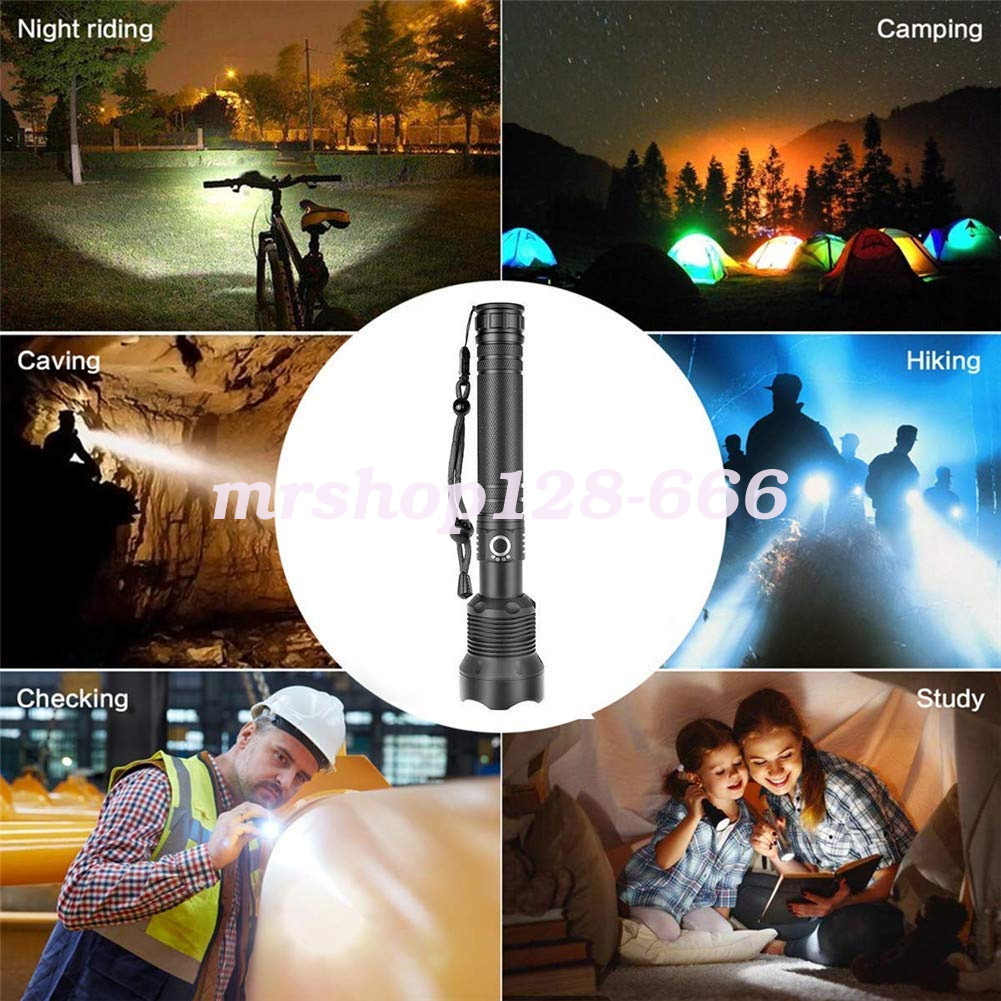 200000LM XHP50 Tactical Led Flashlight Rechargeable Zoomable Torch 18650 28650