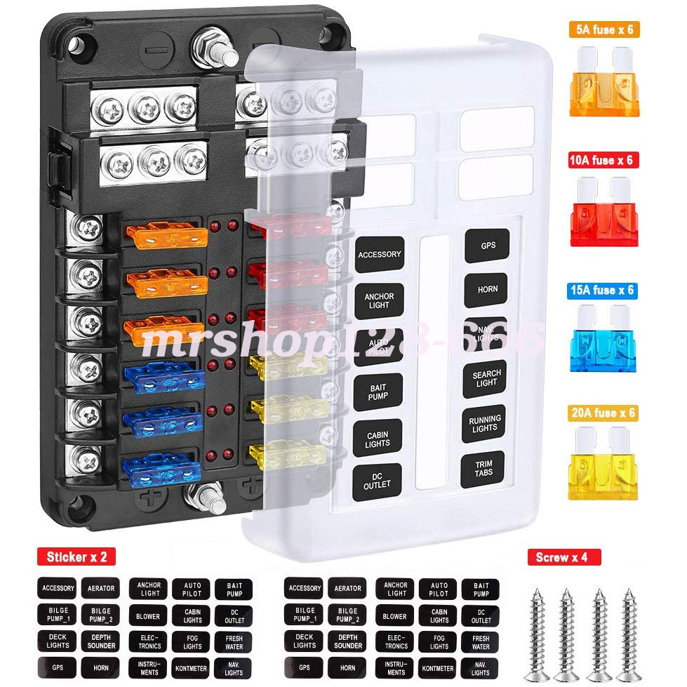 Automotive Marine 12V Multi Safety Fuse Holder Box 1 Way Connection