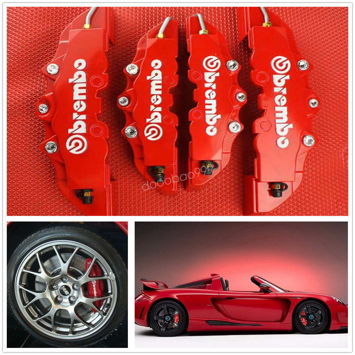 3D Red 4PCS Universal Car Disc Brake Caliper Covers Front /& Rear Accessories Kit