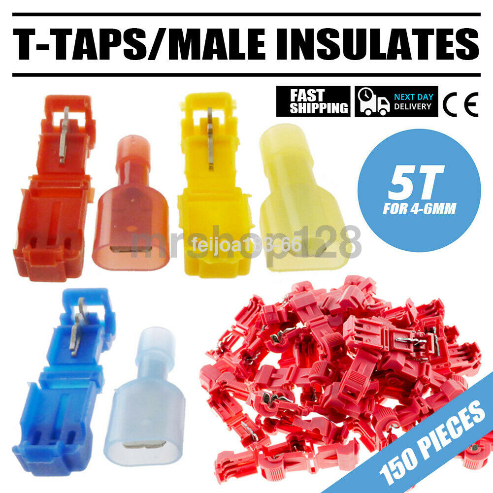 150PCS T-Taps//Male Insulated Wire Terminal Connector Combo Kit 14-16//10-12//18-22