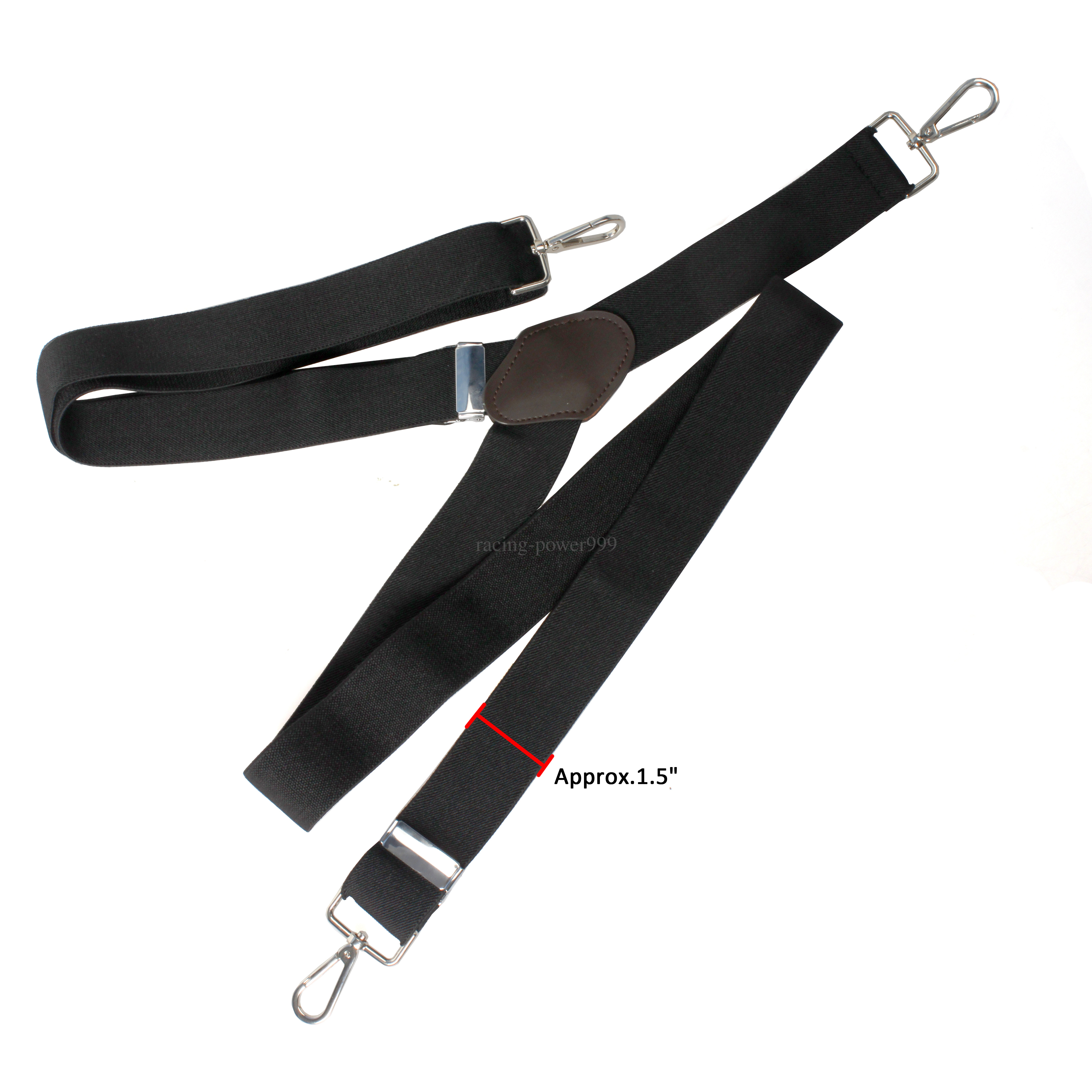 Mens Perry Belt Hook YBack Elastic Suspenders Black Heavy Duty Work