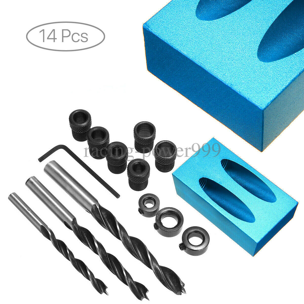 14 Pcs Inclined Hole Drill Bit Set System Screw Wood Pockethole Jig Mini Tool