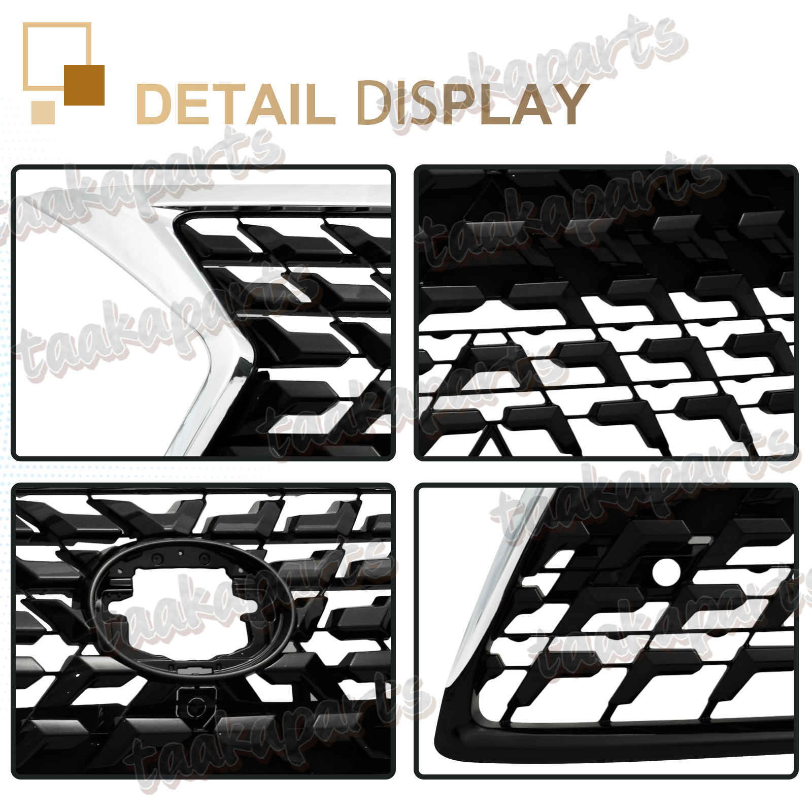 Front Bumper Grille Grill Black W/Chrome Trim For 2014-2022 LEXUS