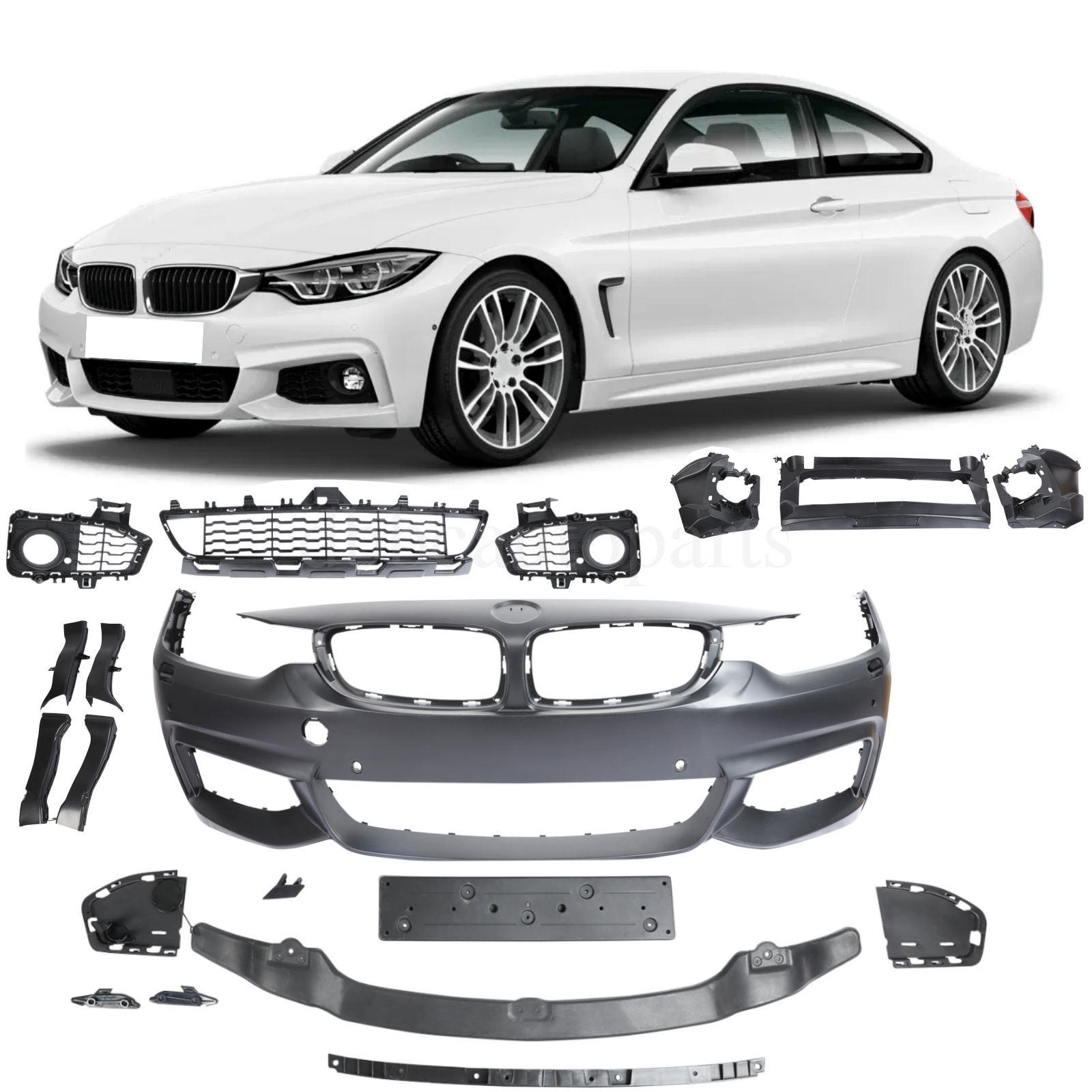 Front Bumper Suitable For BMW 4 Series F32 F33 F36  2013-2017  Coupe Convertible Gran Coupe M4 Design Chrome Grille Fbbmf32m4nl