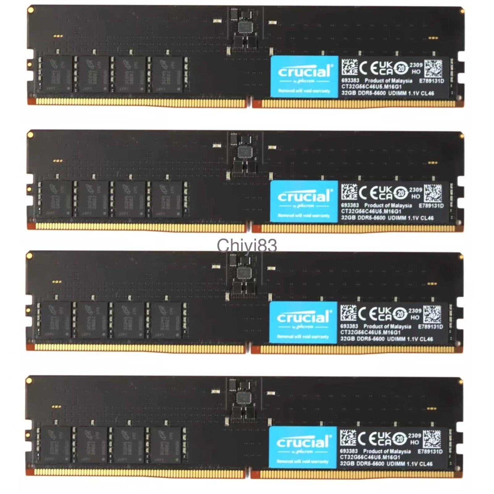 Crucial 128GB 4X32GB DDR5 5600MHz PC5-44800 DIMM Desktop Memory