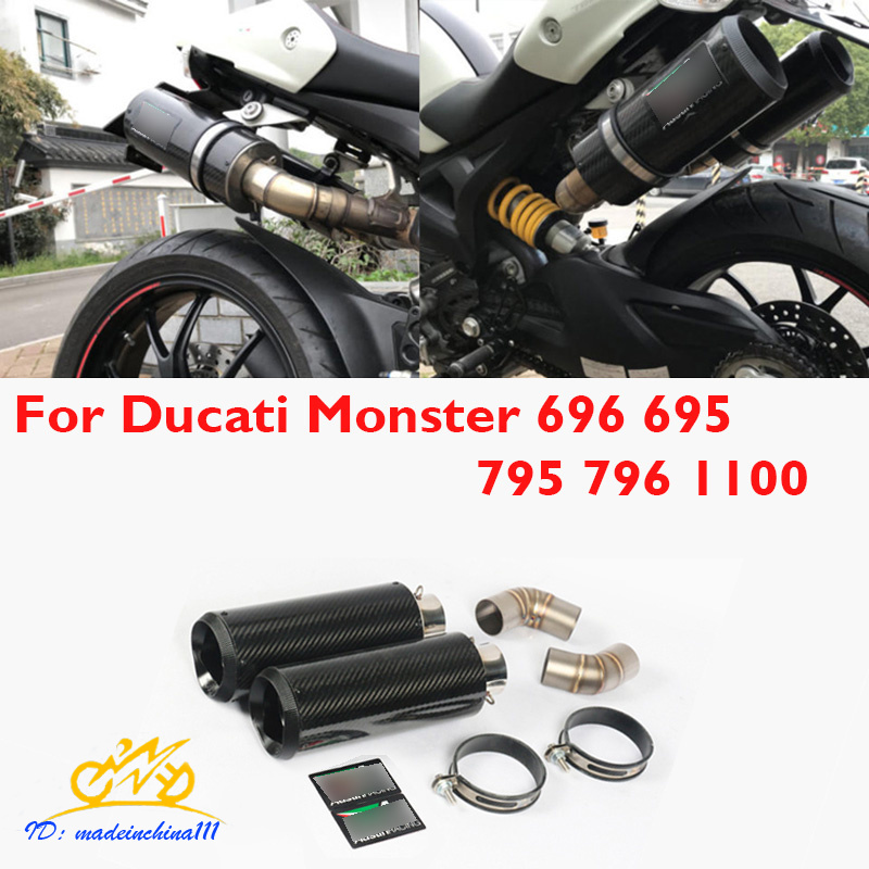 Motorcycle Exhaust Muffler Tip Mid Pipe for Ducati Monster 696 695 795