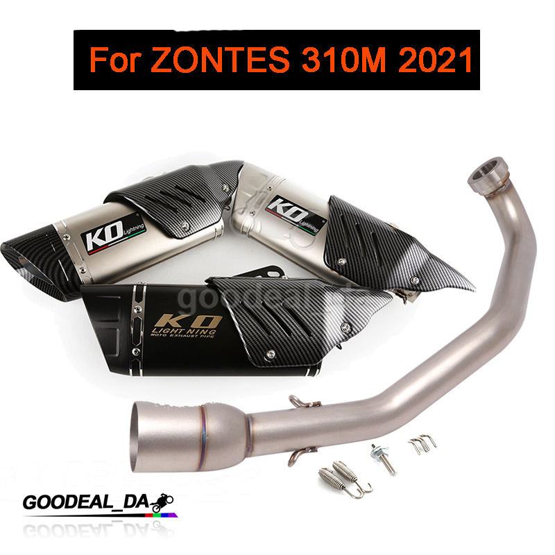 For ZONTES 310M 2021 Motorcycle Front Mid Link Pipe Slip On
