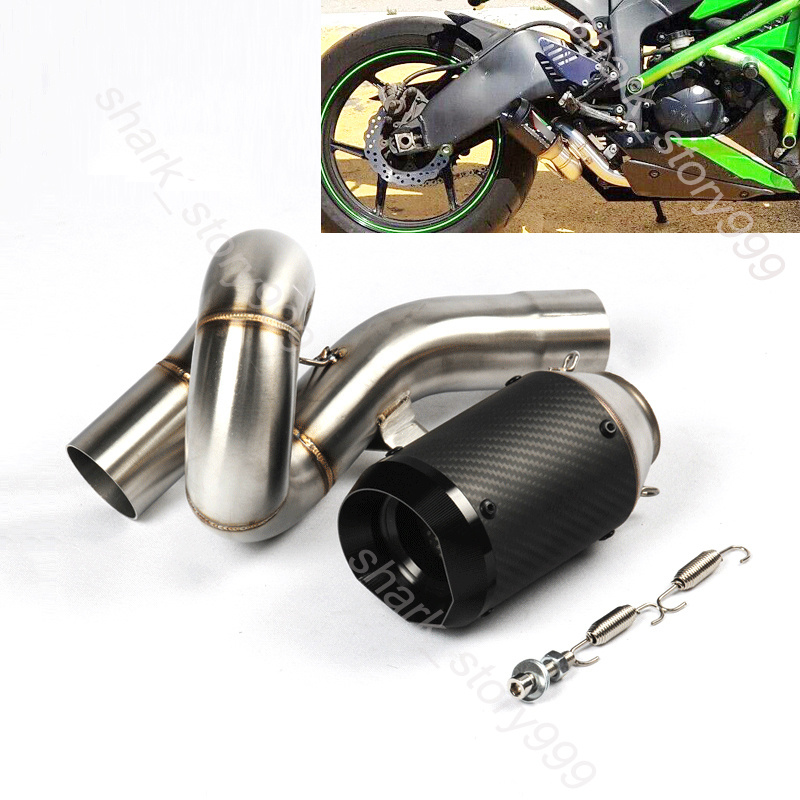 かむいと For Kawasaki ZX6R 2009-23 Modified Black Exhaust Carbon