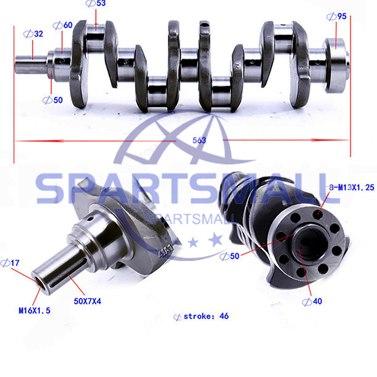 CRANKSHAFT 8-94455-240-1 Stroke 46mm for Isuzu 4JA1 Engine