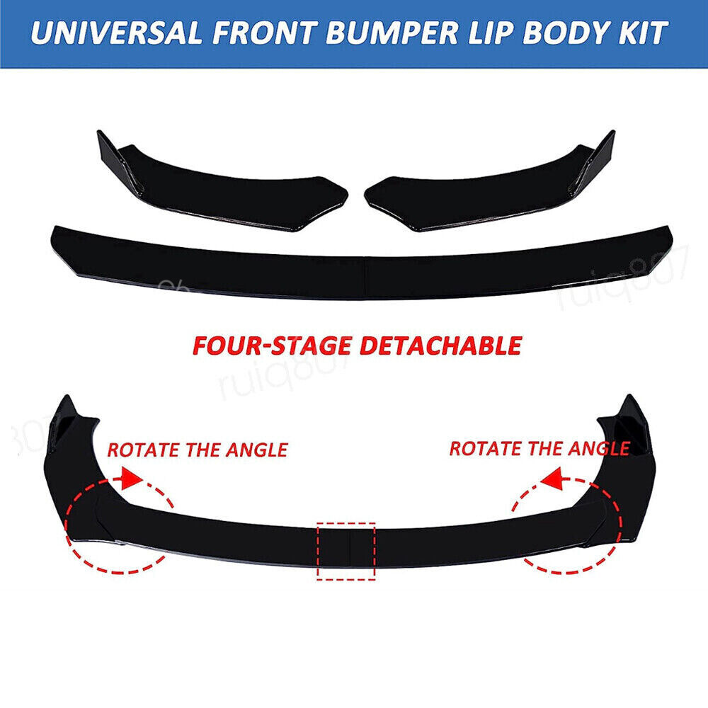 thumbnail image 2 of Gloss Black Universal Body Kit For Ford Fusion: Front & Rear Bumper Lips + Side Skirts 2 of 4