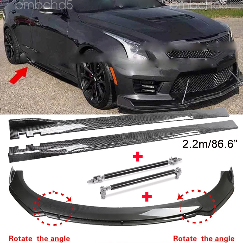 For Cadillac CTS ATS Front Bumper Spoiler + Side Skirts + Rear Lip + Strut Rods